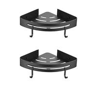 Ibergrif - Étagère d'angle de Douche, Etagère de Salle de Bain Sans Forage, Accessoire et Cuisine Serviteurs de Douche, Aluminium, 2 Pièces, Noir M34033B