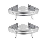Ibergrif - Étagère d'angle de Douche, Etagère de Salle de Bain Sans Forage, Accessoire et Cuisine Serviteurs de Douche, Aluminium, 2 Pièces Argent