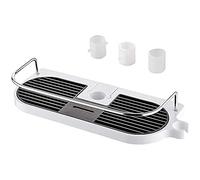 Ibergrif M34032, Porte Savon Douche, Support sans Percage, Étagère pour Tringle de Douche 19mm-25mm, Noir et Blanc