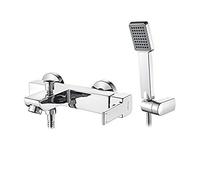 Ibergrif Gold - Mitigeur de Bain-Douche de Carré, Robinet de Baignoire avec Douchette et Flexible, Support, Chromé