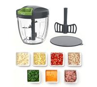 Ibergrif Hachoir Manuel 900 ml à Corde, Coupe Oignon Manuel, Mixeur Manuel Lames Inox, Pale Mélangeuse, Base Antidérapante, Sans BPA, Hachoir Portable pour Ail, Oignon, Noix et Repas Bébé