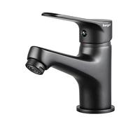 Ibergrif M11059B, Mitigeur Lavabo Bec Bas, Robinet Lavabo Salle de Bain Complet avec Outils et Accessoires D'installation, Robinet Lave-Mains pour Évier, Corps en Laiton, Noir