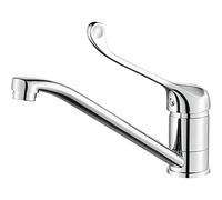 Ibergrif M14453 Bari, Mitigeur d'Evier avec Poignée Médicale, Robinet de Cuisine PMR, Chromé, Argent