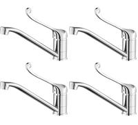 Ibergrif M14453 Bari, Mitigeur d'Evier avec Poignée Médicale, Robinet de Cuisine PMR, Chromé, Argent (Lot de 4)