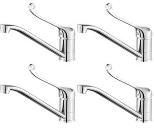 Ibergrif M14453 Bari, Mitigeur d'Evier avec Poignée Médicale, Robinet de Cuisine PMR, Chromé, Argent (Lot de 4)