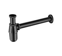 Ibergrif M20505B, Siphon de Lavabo en Métal, Siphon à Tube 1-1/4"x32mm, Tube Siphon de Lavabo en Acier Inoxydable Anti Odeur pour Evier Cuisine, Hauteur Réglable, Givré, Noir