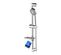 Ibergrif M20903 Ensemble Barre de Douche 55 CM, Douchette, Flexible, Porte-Savon, Chrome, Argent
