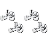 Ibergrif M22022-2, 2 Pièces Vanne d'Angle, Robinet Équerre Universelle Auto-Étanche, d'Arret de Régulation avec Poignée, Robinet de Équerre 1/2", Laiton, Chromé, Argent (Lot de 2)