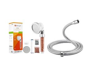 Ibergrif M22025,Pommeau de Douche 3 Modes, Système de Filtration à Trois Étages & GRIFEMA G851-20, Flexible de Douche Universel (G1/2 pouces, 2M), Tuyau de Douche Anti-Torsion et Anti-Pliure