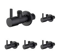 Ibergrif M22025B-3/8 Robinet d'Arret de Régulation avec Poignée, Robinet Équerre (1/2" * 3/8") pour Cuisine et Salle de Bains, Noir (Lot de 5)