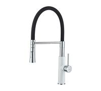 IBERGRIF M22115W-2, Robinets de Cuisine Flexible, Mitigeur d'évier Pro avec Ducha Main, Blanc/Noir