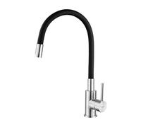 Ibergrif M22119-2, Mitigeur Évier avec Bec Flexible, Robinet de Cuisine, Cuisine Mitigeur Flexible Rotative à 360°, Chrome, Noir