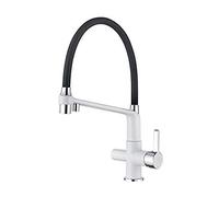 IBERGRIF M22127W-2 Robinet de Cuisine avec Bec Flexible, Mitigeur d'évier 3 Voies avec Ducha Main, Noir