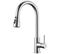 Ibergrif Robinet Cuisine, Mitigeur Cuisine, Pivotant à 360° à Arc Élevé Robinet Cuisine Douchette, 3 Modes de Pulvérisation, Acier Inoxydable (M22137)