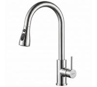 Ibergrif M22137 Mitigeur Cuisine, Robinet Cuisine 360° en Acier Inoxydable | Douchette Extractible, 3 Modes de Pulvérisation, Arc Élevé, Finition Brossée, Installation Rapide, Économie d'Eau