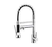 Ibergrif M22144, Mitigeur de Cuisine avec Douchette Extractible 2 Jets, Mitigeur de Cuisine Professionnel avec Deux Becs, Acier Inoxydable, Chromé, Argent