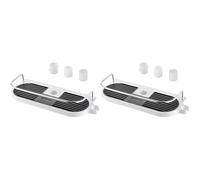 Ibergrif M34032, Porte Savon Douche, Support sans Percage, Étagère pour Tringle de Douche 19mm-25mm, Noir et Blanc (Lot de 2)