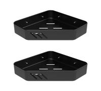 Ibergrif M34034B Mensola Doccia Senza Foratura, Mensola Bagno Angolare per Shampoo, Gel Doccia, Montaggio a Parete, 2 Pezzi, Nero