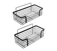 Ibergrif M34036B Mensola per doccia, mensola per bagno Senza trapano, Organizer per doccia autoadesivo, montaggio a parete, 2 pezzi, Nero