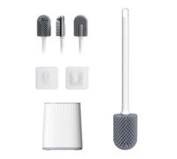 Ibergrif M34151-2, Brosse WC Silicone - Brosse Toilette et Supports, Anti-goutte, Antibactérienne, Balayette WC Ventilée, Séchage Rapide sans Odeur, Balai WC Montage Mural/au Sol, Blanc