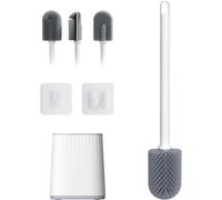 Ibergrif M34151-2,WC Silicone-Toilette et Supports,Anti-Goutte,Antibactérienne,Balayette WC Ventilée,Séchage Rapide sans Odeur,Balai WC Montage Mural/au Sol,Blanc