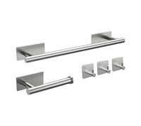 Ibergrif M34452A, Accessoires de Salle de Bain 5 Pièces, Porte-Serviettes, Porte-Papier Toilette, Crochet Mural, Acier Inoxydable Brossé, Gris