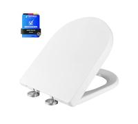Ibergrif M41001, Abattant WC Forme D, Cuvette Toilette avec Frein de Chute, Lunette WC avec Fermeture en Douceur, Lunette de Toilette Universelle, Blanc