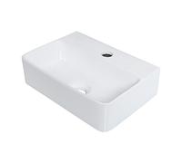 Ibergrif M41101, Lavabo Lave Main Blanc Rectangulaire en Céramique Suspendu pour Salle de Bains et WC