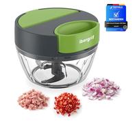 Ibergrif M502 Hachoir Manuel, Coupe Oignon Mixeur Manuel Polyvalent avec Port D'alimentation, Sans BPA, Facile à Nettoyer, Hachoir Oignon Fines Herbes pour Légumes Viande et Aliments pour Bébés