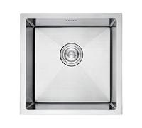 Ibergrif M84040, Evier Cuisine 1 Bac 40 x 40 cm, Evier Inox avec Filtre de Vidange, Evier sous Plan ou Evier à Poser, Argent