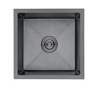 Ibergrif M84040B Évier de Cuisine 1 Bac en Acier Inoxydable 40x40 cm, Montage Encastré ou Supérieur, avec Filtre de Vidange, Noir