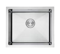 Ibergrif M85043, Evier Cuisine 1 Bac 50 x 43 cm, Evier Inox avec Filtre de Vidange, Evier sous Plan ou Evier à Poser, Argent