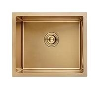 Ibergrif M85043G Évier de Cuisine 1 Bac en Acier Inoxydable 50x43 cm, Montage Encastré ou Supérieur, Avec Filtre de Vidange, Or