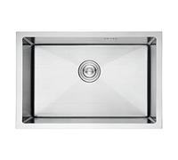 Ibergrif M87044 Évier de Cuisine 1 Bac en Acier Inoxydable 70x44 cm, Montage Encastré ou Supérieur, avec Filtre de Vidange, Argent