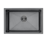 Ibergrif M87044B, Evier Cuisine 1 Bac 70 x 44 cm, Evier Inox avec Filtre de Vidange, Evier sous Plan ou Evier à Poser, Noir