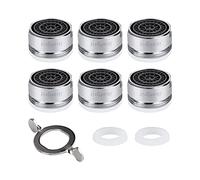 Ibergrif M91005, 6 Pièces Mousseur Robinet M24 Economie Eau, Aérateur de Robinet Avec Filtration 7 Couches, Embout Robinet Cuisine Avec 1 clé D'aérateur et 8 Joints, Aerateur avec Élément Filtrant