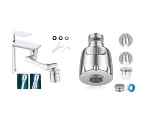 Ibergrif M91006, Robinet Magique Pivotant 1440°, Mousseur Robinet avec 2 Modes de Pulvérisation & Vinabo Aérateur de Robinet, 360° Pivotant Robinet, Gorgeurs Aérateur Robinet