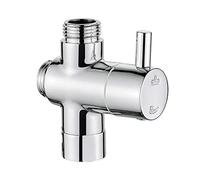 Ibergrif M92202 Robinet d’arrêt 3 voies G1/2", Vanne inverseur douche en laiton chromé, Entrée 1/2" et 2 sorties G1/2", Adaptateur universel pour douchette à main et tête fixe, 1-5 Bar pression d’eau