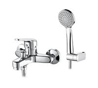 Ibergrif Mitigeur Baignoire avec Douchette (3 Modes) et Flexible de Douche (150cm) et Support - Robinet Baignoire Universel Filetage G1/2, Mitigeur Douche Mural, Facile à Installer, Laiton, Chromé