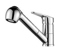 Ibergrif M14550, Mitigeur de Cuisine Extractible, Robinet de Cuisine avec Douchette, Mitigeur Evier Bec Bas, Robinet d'Évier de Cuisine Rotatif à 360°, Chromé, Argent