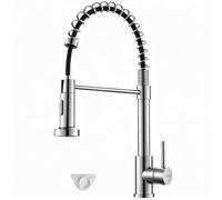 Ibergrif Robinet Cuisine avec Douchette Extensible 360° Pivotant, Mitigeur Évier à Arc Élevé, 2 Modes de Pulvérisation, Acier Inoxydable Économe en Eau, Design Moderne, M22143A