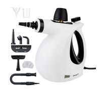 Ibergrif Nettoyeur vapeur portatif 1050 W avec 9 accessoires | 3 bar haute pression, 350 ml, blanc, pour canapé, cuisine, joints et vitres