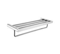 Ibergrif Plinto - Barre Porte-Serviettes Carré 60cm en Laiton, Étagère de Salle de Bain, Chrome