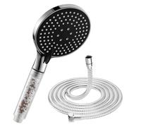 Ibergrif Pommeau de Douche Filtrant Haute Pression, 3 Modes, Anti-Calcaire, Filtration Multicouche, avec Tuyau 1,5 m, Débit Économique jusqu’à 30%, Douchette Salle de Bain, M20226-1