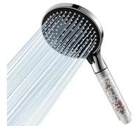 Ibergrif Pomme de Douche Filtrante - Panneau 125mm - 3 Modes de Pulvérisation - Réduit Calcaire & Chlore - Haute Pression & Économie d'Eau