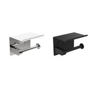 Ibergrif Porte-Papier Toilette, Support Papier Toilette Mural, 2 Pièces, Acier Inoxydable 304, Noir, Minimaliste, Rectangulaire, Uni
