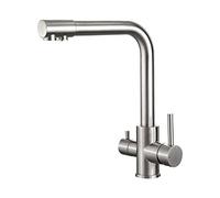 Ibergrif M22109A Robinet Cuisine 2 Modes Pulvérisation, Pivotant 360°, Mitigeur Monocommande Acier Inoxydable Brossé, Froid et Chaud, Installation Facile Évier Simple/Double