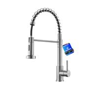 Ibergrif Robinet Cuisine avec Douchette Extensible 360° Pivotant, Mitigeur Évier à Arc Élevé, 2 Modes de Pulvérisation, Acier Inoxydable Économe en Eau, Design Moderne, M22143A