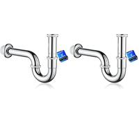 Ibergrif Siphon Lavabo Réglable - Siphon Inox Chromé Anti-Odeur et Anti-Fuite, 1"1/4 x 32 mm, Pour Lavabo ou Lave-Mains, Acier Inox 304 Facile à Installer - M20506 (Lot de 2)