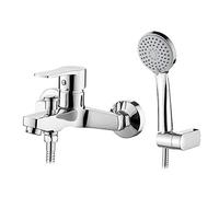 Ibergrif Star - Mitigeur de Bain-Douche, Robinet de Baignoire avec Douchette et Flexible, Support, Chromé, argent